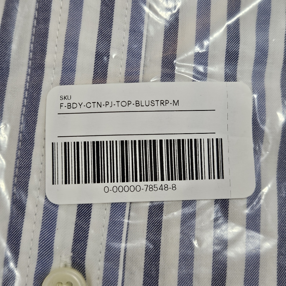 NWT Everlane Blue And White Striped Cotton Collared The Woven PJ Top Size M - Picture 5 of 8